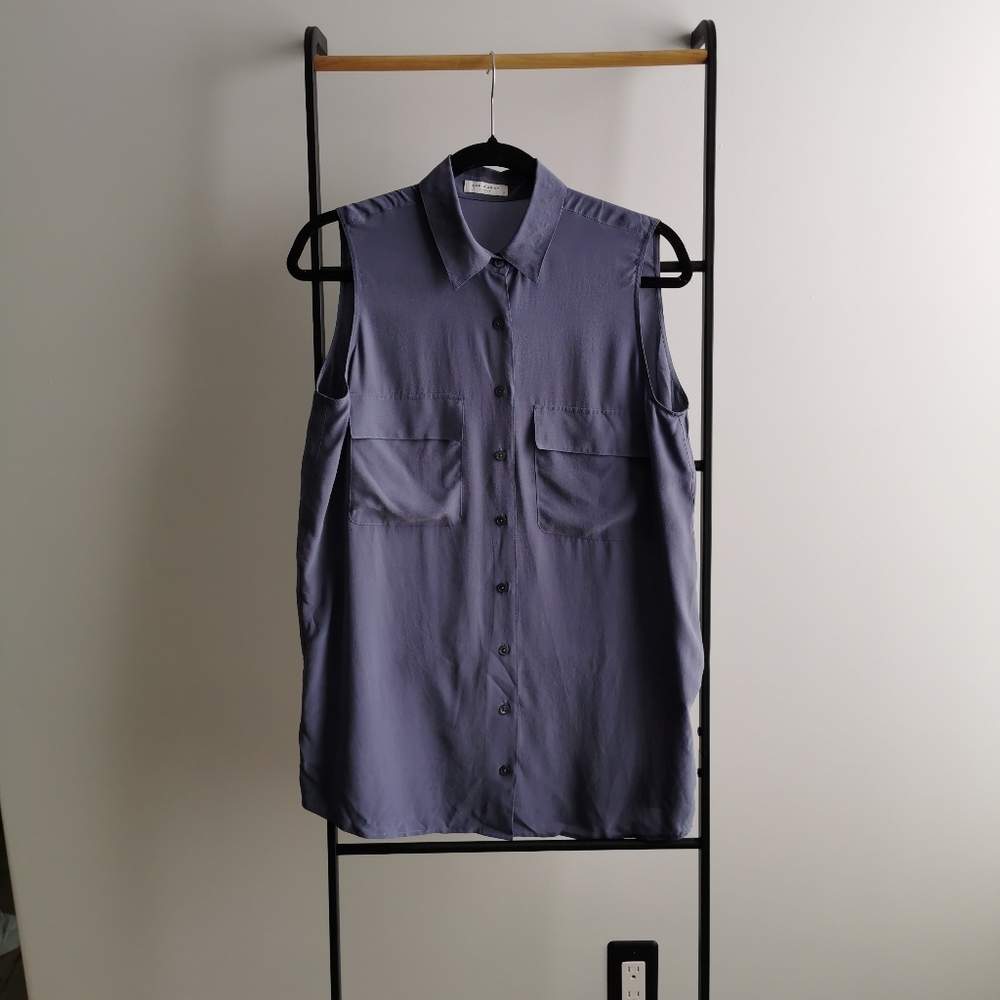 Equipment Sleeveless Silk Shirt SZ S